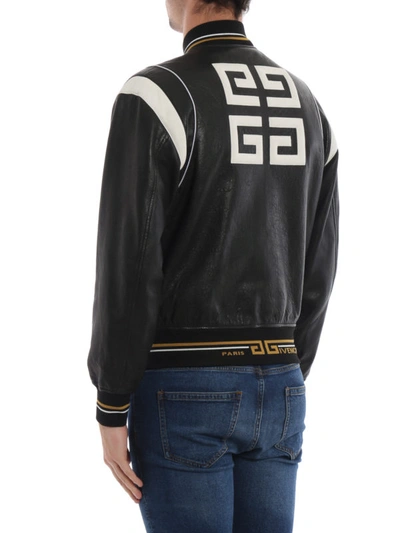 Shop Givenchy Contrasting 4g Nappa Bomber Jacket In Black