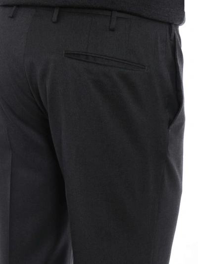 Shop Incotex Wool Trousers In Dark Grey