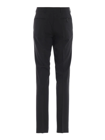 Shop Prada Bi-stretch Wool Canvas Trousers In Black