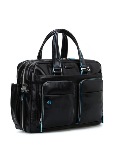 Shop Piquadro Brushed Leather Black Briefcase