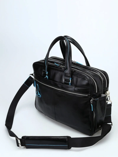 Shop Piquadro Brushed Leather Black Briefcase