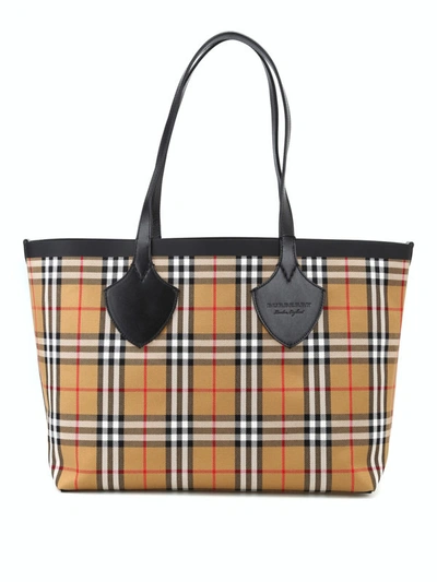 Shop Burberry The Medium Giant Cotton Reversible Tote In Beige