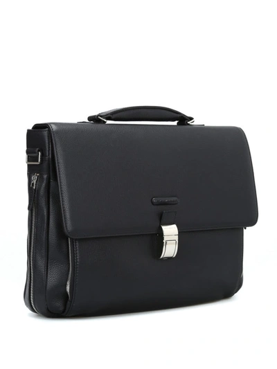 Shop Piquadro Grainy Calfskin Black Briefcase