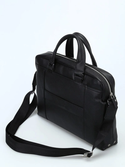 Shop Piquadro Soft Grain Leather Briefcase In Black