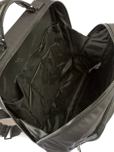Shop Versace Nylon And Leather Backpack In Black