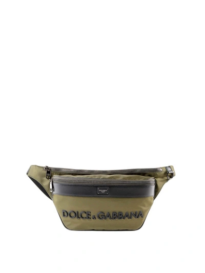 Shop Dolce & Gabbana Army Green And Black Nylon Belt Bag