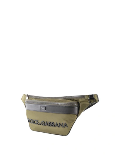 Shop Dolce & Gabbana Army Green And Black Nylon Belt Bag