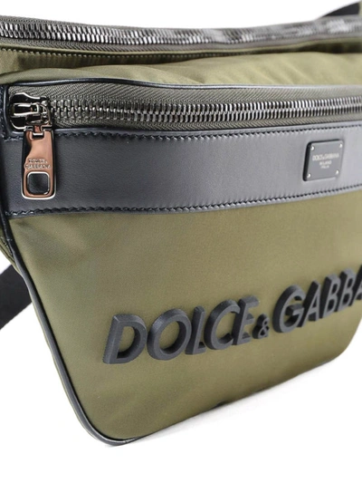 Shop Dolce & Gabbana Army Green And Black Nylon Belt Bag