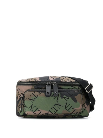 Shop Valentino Camouflage Vltn Belt Bag In Green