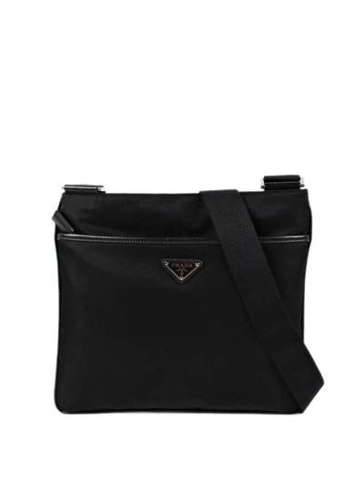 Shop Prada Nylon Cross Body Bag In Black