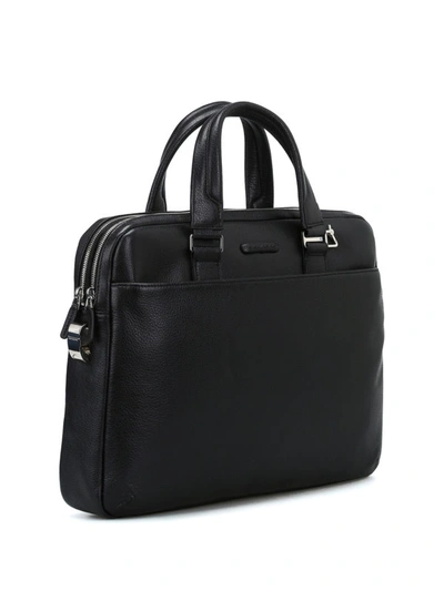 Shop Piquadro Soft Grain Leather Black Briefcase