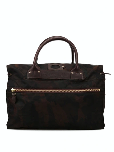 Shop Felisi Camo Nylon And Genuine Leather Travel Bag In Dark Brown