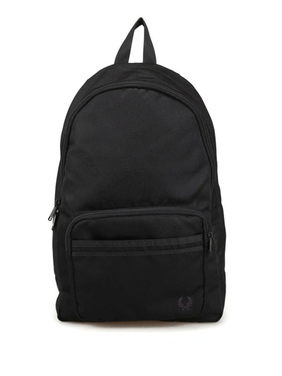 Shop Fred Perry Black Logo Embroidery Nylon Backpack