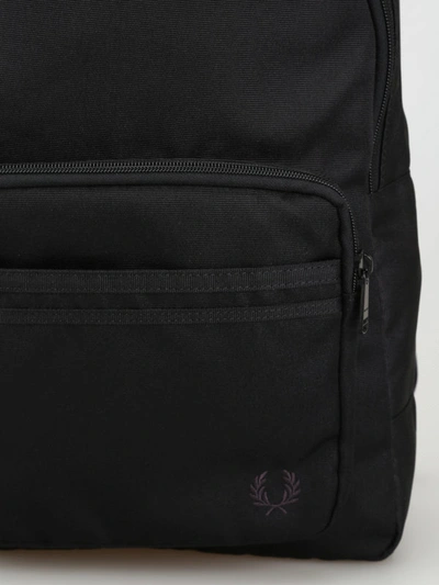 Shop Fred Perry Black Logo Embroidery Nylon Backpack