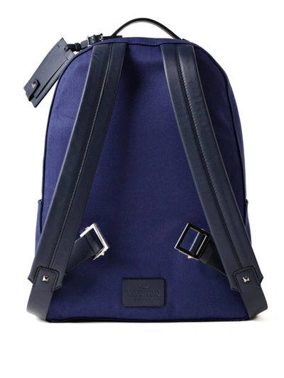 Shop Valentino Sponge Logo Purple Canvas Backpack In Blue