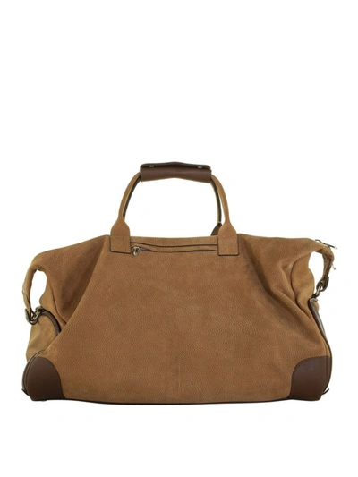 Shop Brunello Cucinelli Nubuck And Leather Duffle Bag In Light Brown