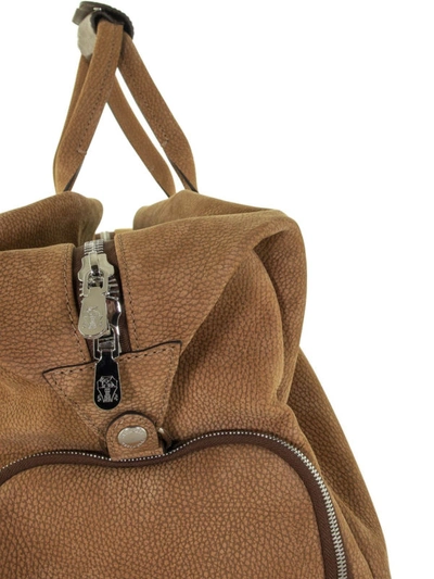 Shop Brunello Cucinelli Nubuck And Leather Duffle Bag In Light Brown