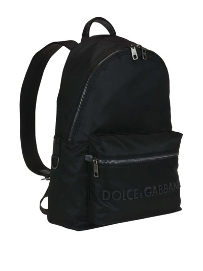 Shop Dolce & Gabbana Black Tech Fabric Dome Backpack