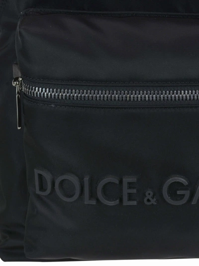 Shop Dolce & Gabbana Black Tech Fabric Dome Backpack