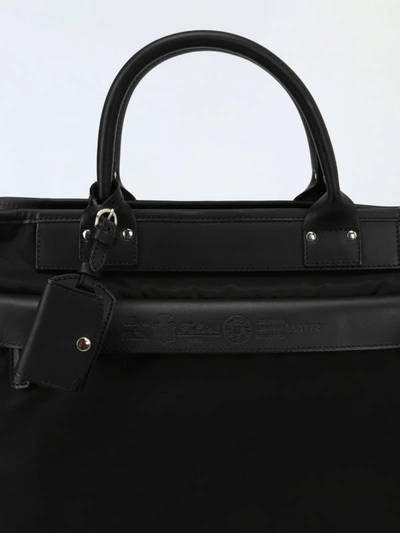 Shop Felisi Black Nylon And Genuine Leather Briefcase