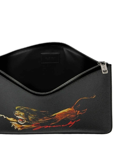 Shop Givenchy Lion Print Coated Canvas Zip Pouch In Black