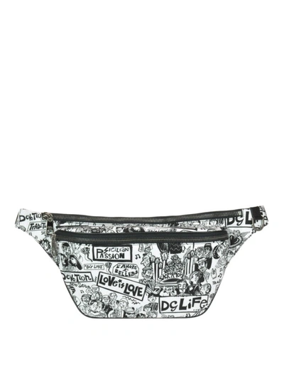 Shop Dolce & Gabbana Graffiti Print Nylon Belt Bag In White