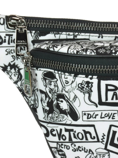Shop Dolce & Gabbana Graffiti Print Nylon Belt Bag In White