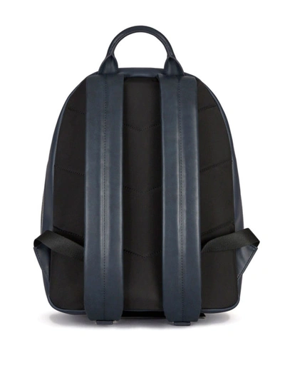 Shop Emporio Armani Blue Faux Leather Backpack