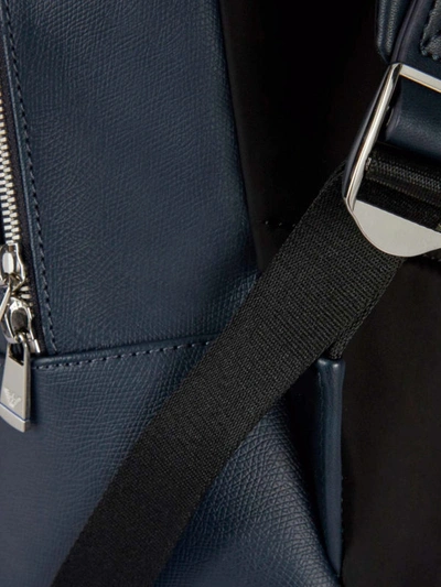 Shop Emporio Armani Blue Faux Leather Backpack