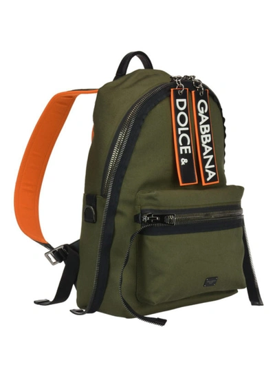 Shop Dolce & Gabbana Army Green Canvas Vulcano Backpack In Dark Green