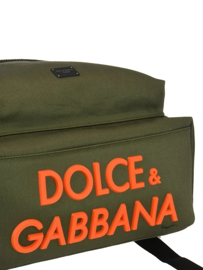 Shop Dolce & Gabbana Army Green Canvas Vulcano Backpack In Dark Green