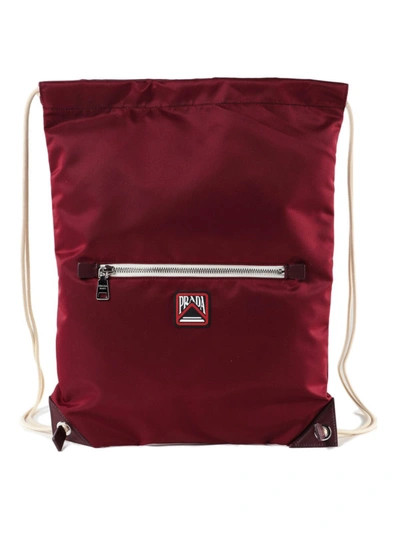 Shop Prada Drawstring Fastening Red Nylon Backpack