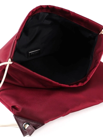 Shop Prada Drawstring Fastening Red Nylon Backpack