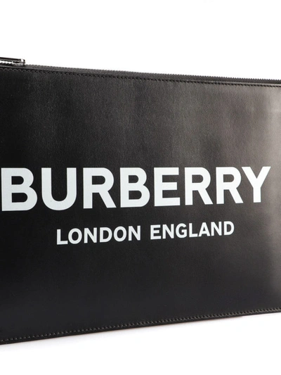 Shop Burberry Edin Contrasting Logo Leather Pouch In Black