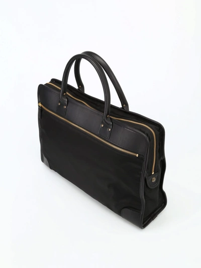 Shop Felisi Tonal Nylon And Genuine Leather Briefcase In Black