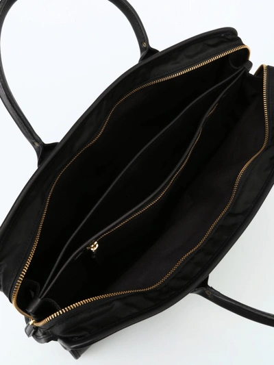 Shop Felisi Tonal Nylon And Genuine Leather Briefcase In Black