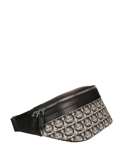 Shop Ferragamo Gancini Jacquard Belt Bag In Black