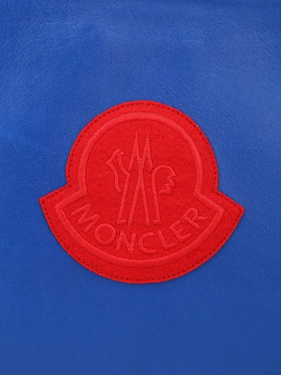 Shop Moncler Royal Blue Leather Pouch Gm