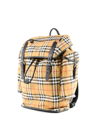 Shop Burberry Vintage Check Print Nylon Backpack In Multicolour