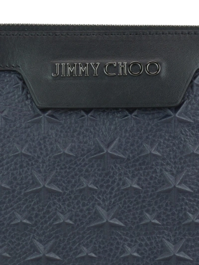 Shop Jimmy Choo Derek Embossed Stars Leather Clutch In Dark Blue