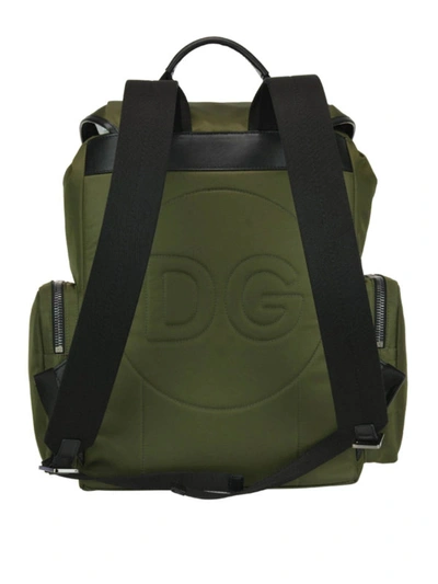Shop Dolce & Gabbana Logo Army Green Tech Fabric Backpack