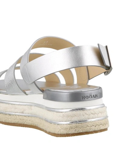 Shop Hogan Maxi H222 Silver Platform Sandals