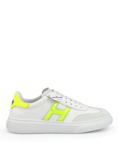 Shop Hogan H365 Fluo Detailed Leather Sneakers In White