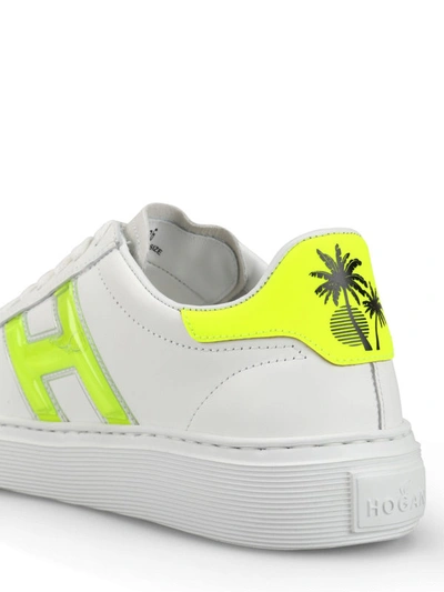 Shop Hogan H365 Fluo Detailed Leather Sneakers In White