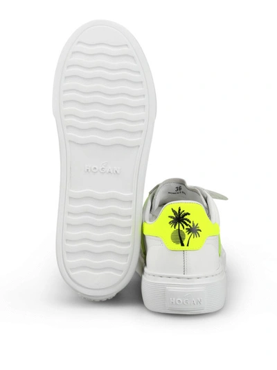 Shop Hogan H365 Fluo Detailed Leather Sneakers In White