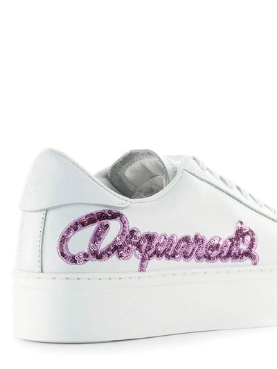 Shop Dsquared2 Sequined Logo Sneakers In White