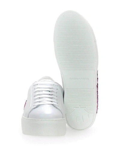 Shop Dsquared2 Sequined Logo Sneakers In White