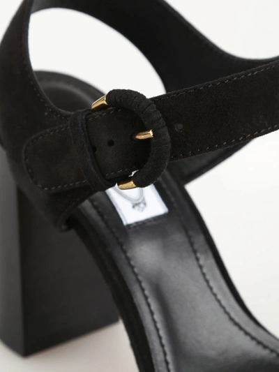 Shop Tod's Block Heel Suede Sandals In Black