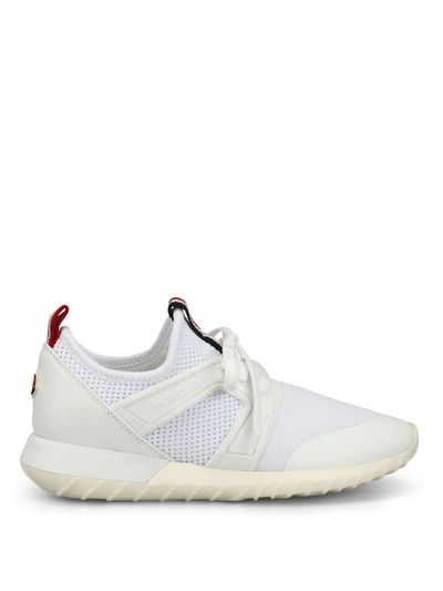 Shop Moncler Meline Leather And Mesh Sneakers In White