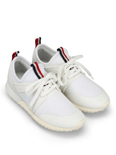 Shop Moncler Meline Leather And Mesh Sneakers In White